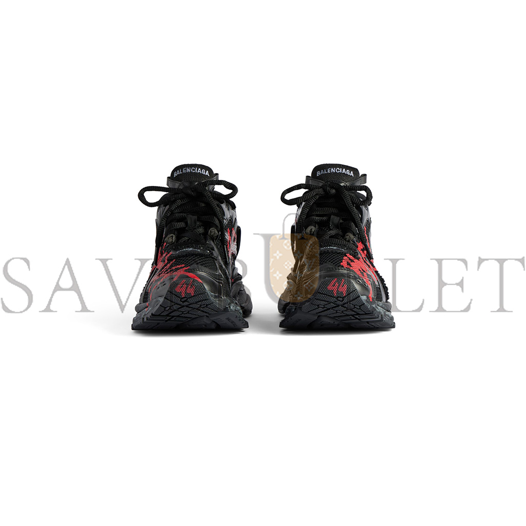 BALENCIAGA MEN'S RUNNER GRAFFITI SNEAKER IN BLACK